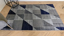 Load image into Gallery viewer, Navy Blue Long Geo Hall Runner Rug - Boston