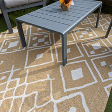 Load image into Gallery viewer, Gold Fringed Flatweave Outdoor Garden Rug - Casa