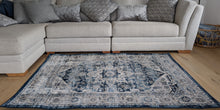 Load image into Gallery viewer, Distressed Blue Vintage Flatweave Living Room Rug - Denver