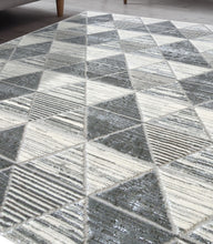 Load image into Gallery viewer, Grey Carved High Shine Geometric Rug - Holm