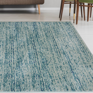 Blue Scandi Striped Living Room Rug - Perth