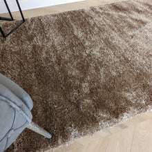Load image into Gallery viewer, Latte Shimmering Polyester Shaggy Rug - Heavy Deco