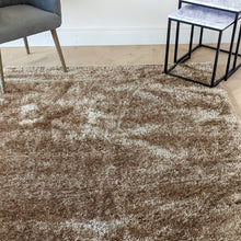 Load image into Gallery viewer, Latte Shimmering Polyester Shaggy Rug - Heavy Deco