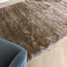 Load image into Gallery viewer, Latte Shimmering Polyester Shaggy Rug - Heavy Deco