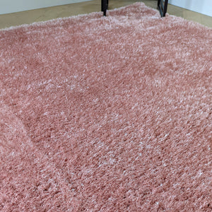 Blush Pink Shimmering Polyester Shaggy Rug - Heavy Deco