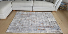 Load image into Gallery viewer, Grey and Terra Polyester Abstract Flatweave Rug - Orion