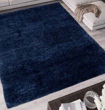 Load image into Gallery viewer, Navy Luxuriously Soft Polyester Shaggy Rug - Dokka