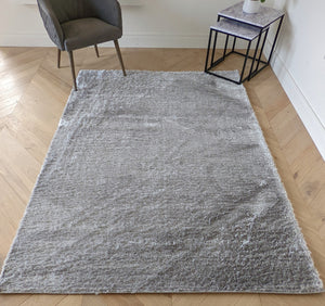 Silver Two Tone Polyester Shaggy Rugs - Lush