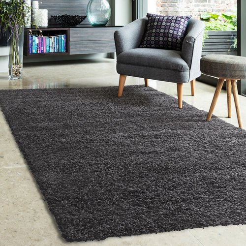 Antracite 25mm Cosy Low Pile Shaggy Rug - Aras
