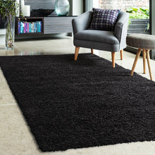 Load image into Gallery viewer, Jet Black 25mm Cosy Low Pile Shaggy Rug - Aras