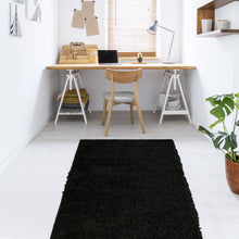 Load image into Gallery viewer, Jet Black 25mm Cosy Low Pile Shaggy Rug - Aras
