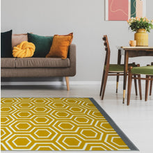 Load image into Gallery viewer, Yellow Geometric Flatweave Living Room Rug - Islay