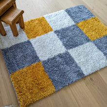 Load image into Gallery viewer, Ochre Yellow Patchwork Shaggy Rug - Oslo