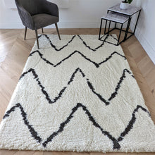 Load image into Gallery viewer, Ivory Chevron Shaggy Rug