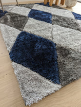 Load image into Gallery viewer, Navy Blue Geometric Shaggy Rugs - Verge