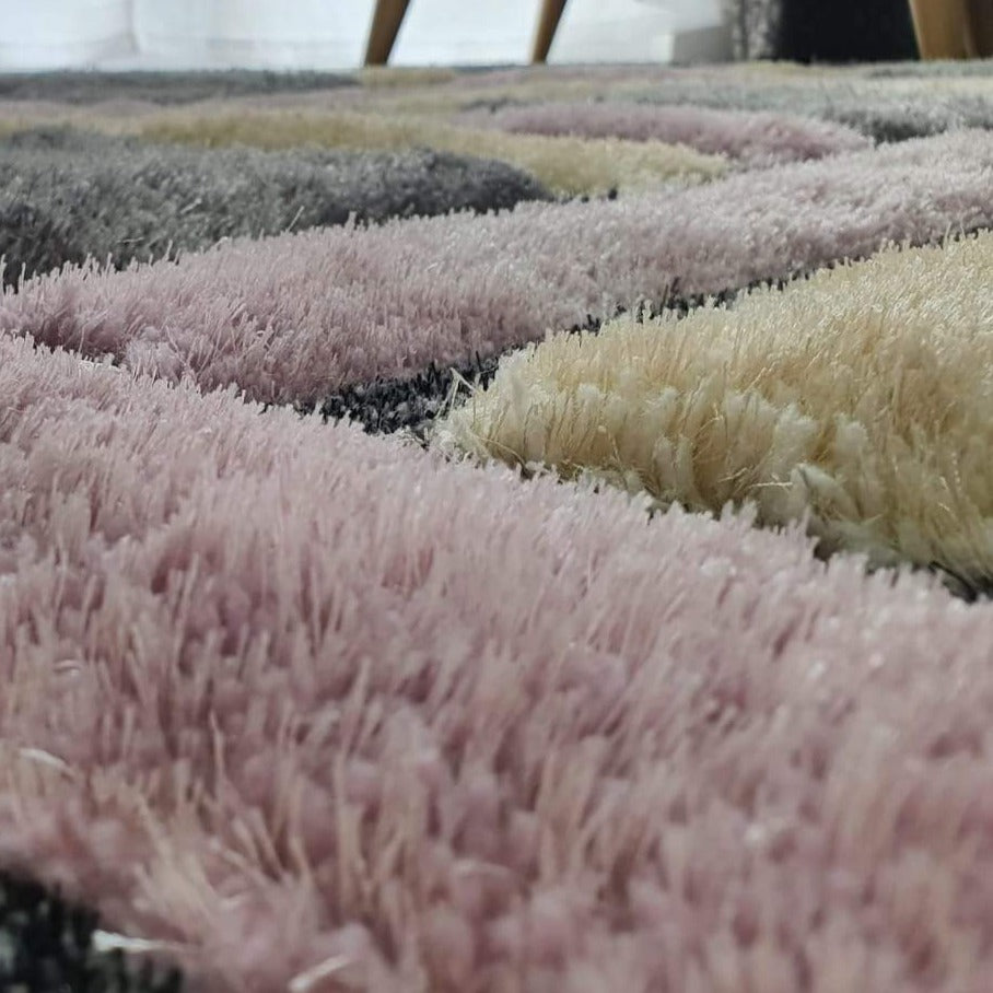 Light Pink Shaggy Rug 4.5cm Thick Anti Shed Blush Living Room Shaggy Area  Rugs