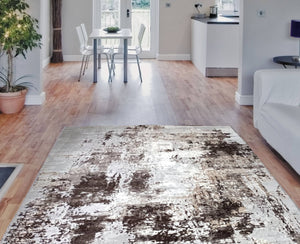 Contemporary Brown Abstract Living Room Rug - Tuscana