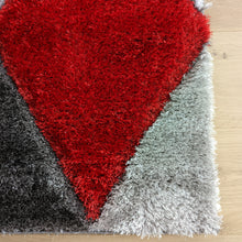 Load image into Gallery viewer, Red Non Shed Geometric Shaggy Rugs - Verge