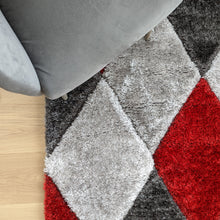 Load image into Gallery viewer, Red Non Shed Geometric Shaggy Rugs - Verge