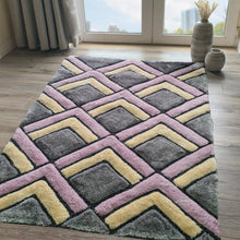 Load image into Gallery viewer, Pebbles Diamond  Blush Pink Shaggy Rug
