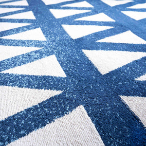Blue and White Ombre Geometric Flatweave Rug - Memphis