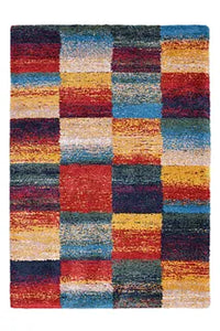 Vibrant Multicoloured Blocks Shaggy Rug - Bursa