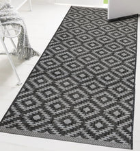 Load image into Gallery viewer, Anthracite Grey Weatherproof Geometric Outdoor Rug - Compass