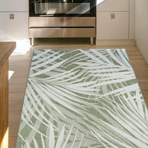 Olive Green Tropical Indoor and Outdoor Rug - Compass