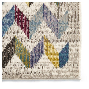 Multicoloured Chevron Print Living Room Rug - 16th Avenue