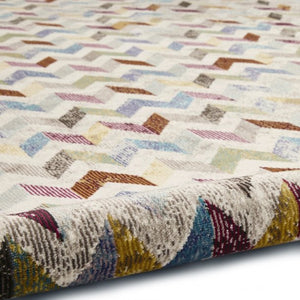 Multicoloured Chevron Print Living Room Rug - 16th Avenue