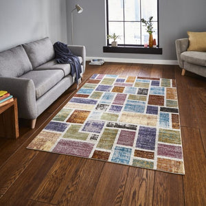 Multicoloured Blocks Living Room Rug - Malmo