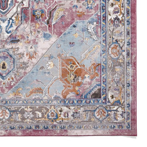 Fuschia & Blue Vintage Soft Area Rug - 16th Avenue