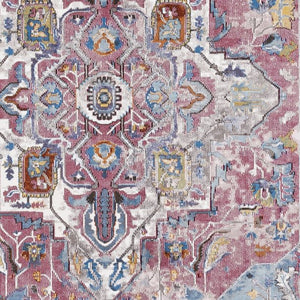 Fuschia & Blue Vintage Soft Area Rug - 16th Avenue