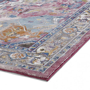 Fuschia & Blue Vintage Soft Area Rug - 16th Avenue