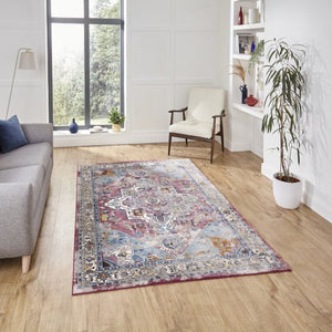 Fuschia & Blue Vintage Soft Area Rug - 16th Avenue