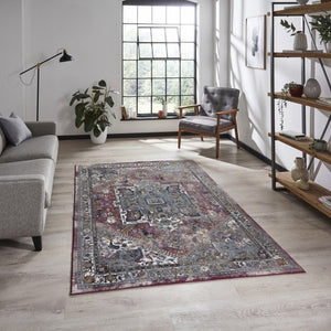 Fuschia & Blue Oriental Area Rug - 16th Avenue