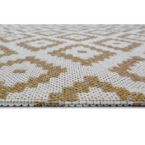 Yellow Cotton Geometric Flatweave Rug - Regen