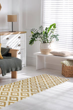 Load image into Gallery viewer, Yellow Cotton Geometric Flatweave Rug - Regen