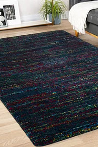 Contemporary Flecked Navy Shaggy Rug - Bursa