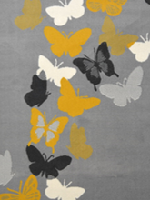 Load image into Gallery viewer, Grey and Ochre Butterfly Print Living Room Rugs - Islay