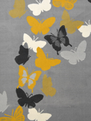 Grey and Ochre Butterfly Print Living Room Rugs - Islay
