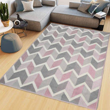 Load image into Gallery viewer, Pink and Grey Chevron Print Living Room Rugs - Islay