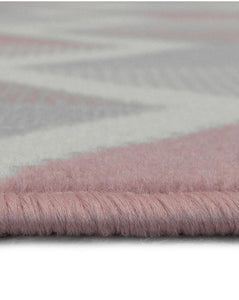 Pink and Grey Chevron Print Living Room Rugs - Islay
