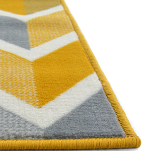 Yellow Grey Chevron Flatweave Living Room Rugs - Islay