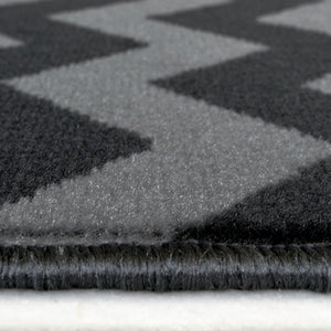 Long Chevron Grey Hallway Runner Rug - Islay