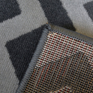 Long Chevron Grey Hallway Runner Rug - Islay