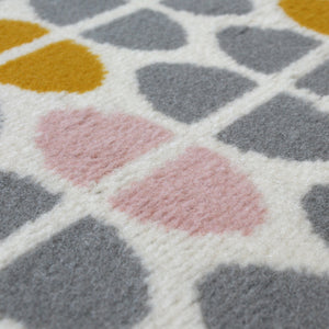 Grey, Pink and Yellow Retro Polka Dots Living Room Rug - Islay