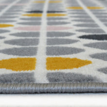 Load image into Gallery viewer, Grey, Pink and Yellow Retro Polka Dots Living Room Rug - Islay