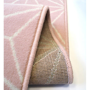 Retro Pink and Grey Geometric Living Room Rugs - Islay