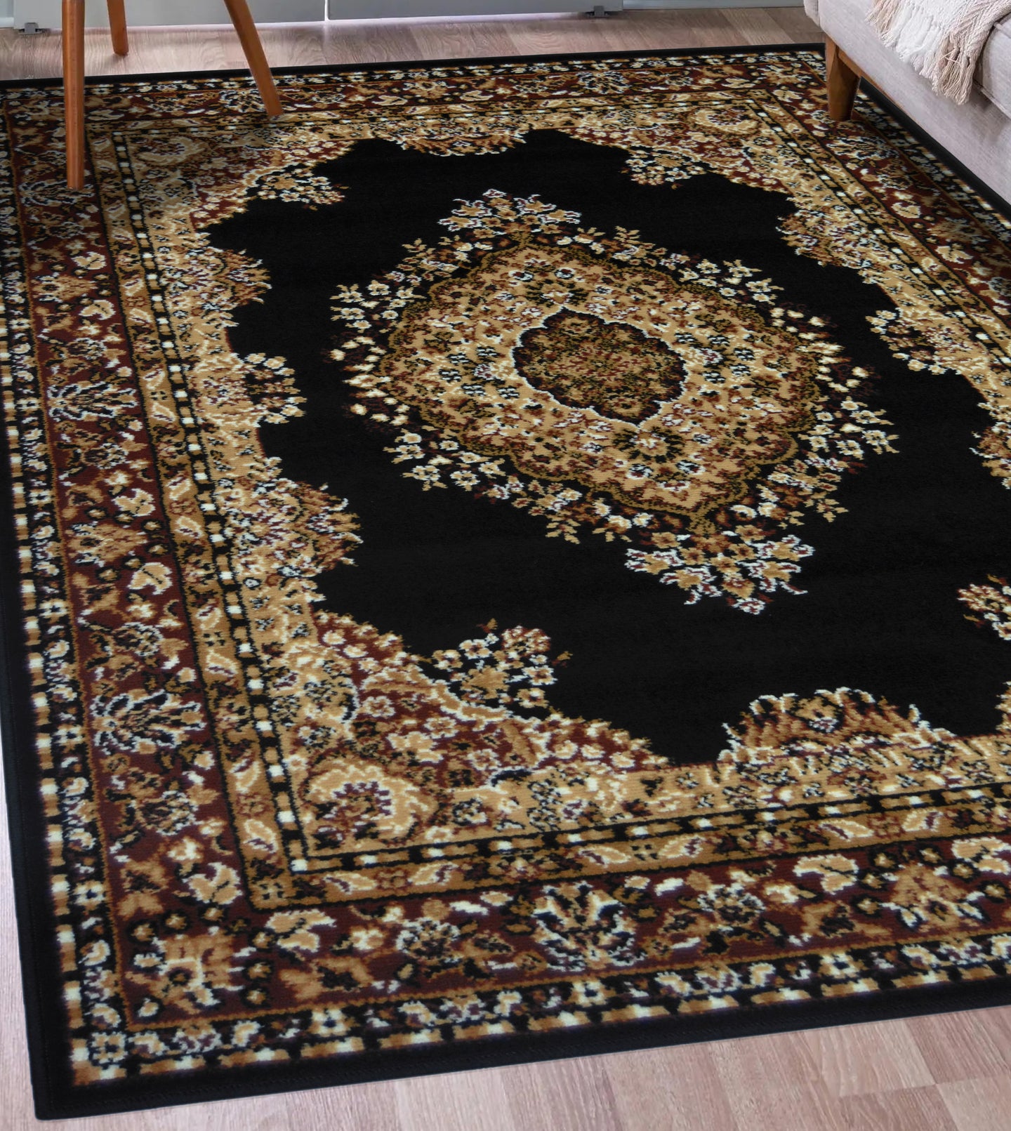 Black Traditional Berber Living Room Rug - Islay